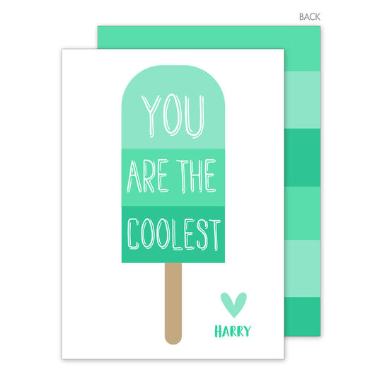 Striped Green Popsicle Valentine Exchange Cards